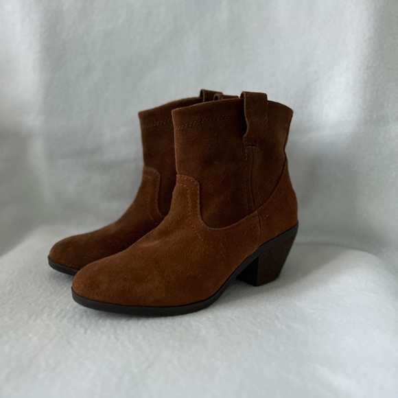 Call It Spring Size 7 Cognac Suede Ankle Booties - Picture 2 of 14